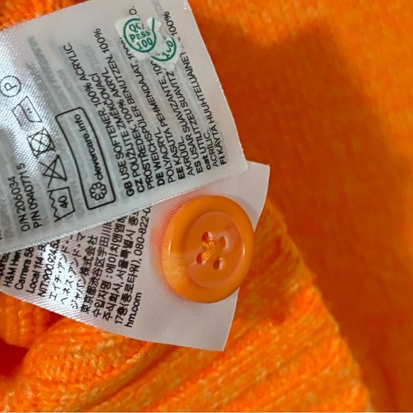 H&M| Divided Orange V-Neck Button-Up Cropped Cardigan Sz S - Picture 5 of 7